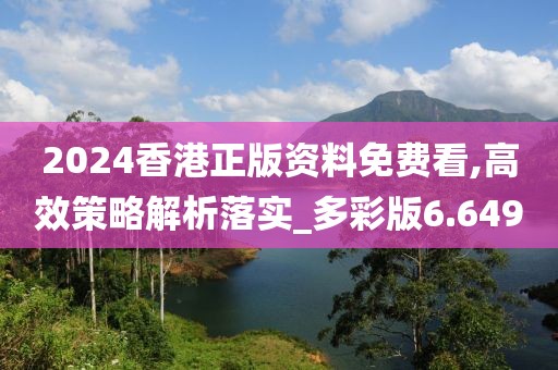 2024香港正版资料免费看,高效策略解析落实_多彩版6.649