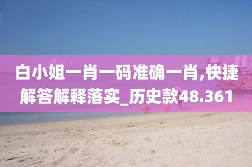 白小姐一肖一码准确一肖,快捷解答解释落实_历史款48.361