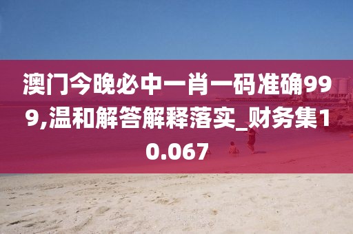澳门今晚必中一肖一码准确999,温和解答解释落实_财务集10.067