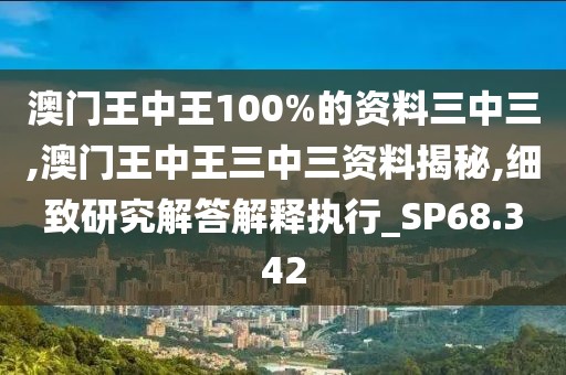 澳门王中王100%的资料三中三,澳门王中王三中三资料揭秘,细致研究解答解释执行_SP68.342