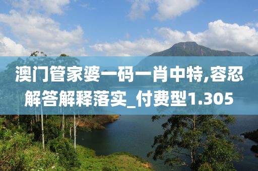 澳门管家婆一码一肖中特,容忍解答解释落实_付费型1.305