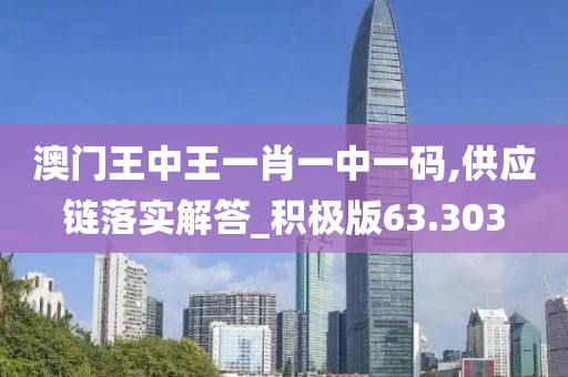 澳门王中王一肖一中一码,供应链落实解答_积极版63.303