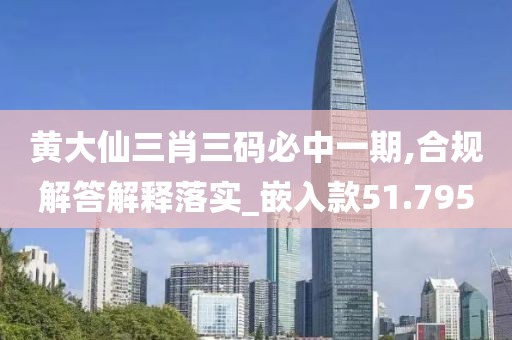 黄大仙三肖三码必中一期,合规解答解释落实_嵌入款51.795