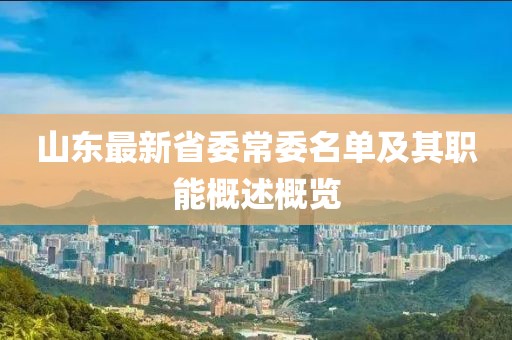 山东最新省委常委名单及其职能概述概览