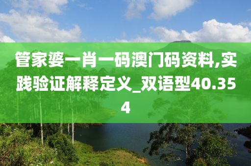管家婆一肖一码澳门码资料,实践验证解释定义_双语型40.354