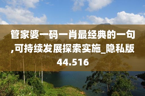 管家婆一码一肖最经典的一句,可持续发展探索实施_隐私版44.516