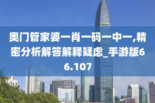 奥门管家婆一肖一码一中一,精密分析解答解释疑虑_手游版66.107