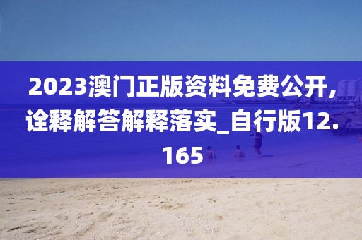 2023澳门正版资料免费公开,诠释解答解释落实_自行版12.165