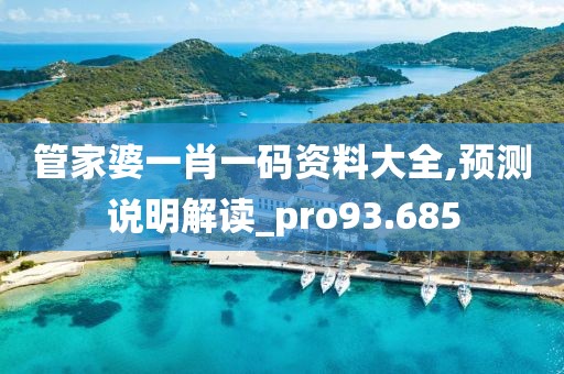 管家婆一肖一码资料大全,预测说明解读_pro93.685