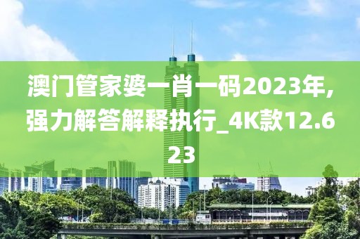 澳门管家婆一肖一码2023年,强力解答解释执行_4K款12.623