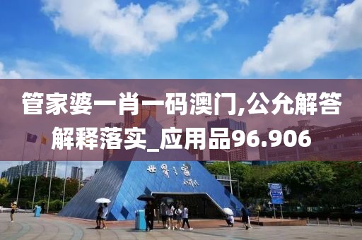管家婆一肖一码澳门,公允解答解释落实_应用品96.906