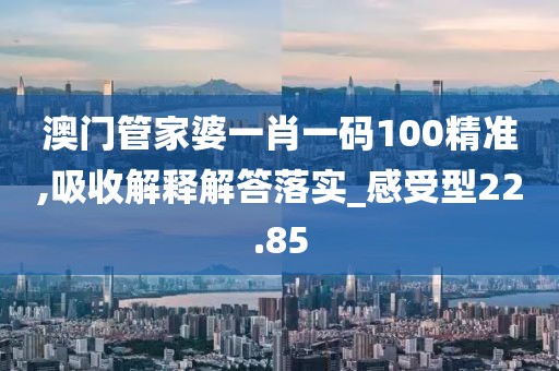 澳门管家婆一肖一码100精准,吸收解释解答落实_感受型22.85