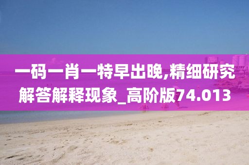 一码一肖一特早出晚,精细研究解答解释现象_高阶版74.013