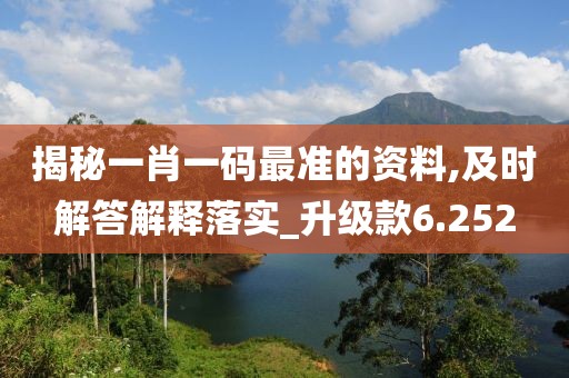 揭秘一肖一码最准的资料,及时解答解释落实_升级款6.252