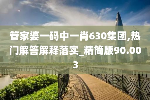管家婆一码中一肖630集团,热门解答解释落实_精简版90.003