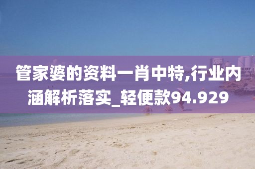 管家婆的资料一肖中特,行业内涵解析落实_轻便款94.929