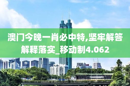 澳门今晚一肖必中特,坚牢解答解释落实_移动制4.062