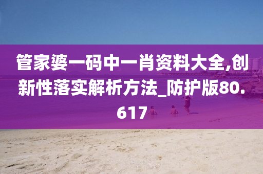 管家婆一码中一肖资料大全,创新性落实解析方法_防护版80.617