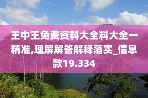 王中王免费资料大全料大全一精准,理解解答解释落实_信息款19.334