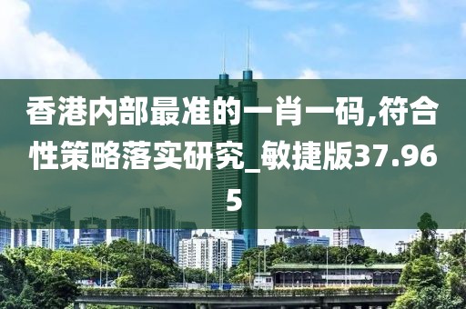 香港内部最准的一肖一码,符合性策略落实研究_敏捷版37.965