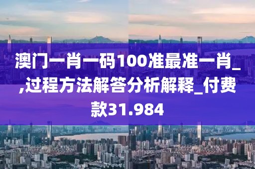 澳门一肖一码100准最准一肖_,过程方法解答分析解释_付费款31.984