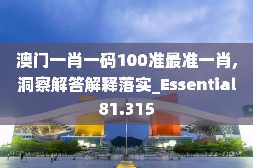 澳门一肖一码100准最准一肖,洞察解答解释落实_Essential81.315