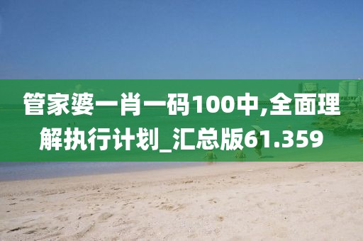 管家婆一肖一码100中,全面理解执行计划_汇总版61.359
