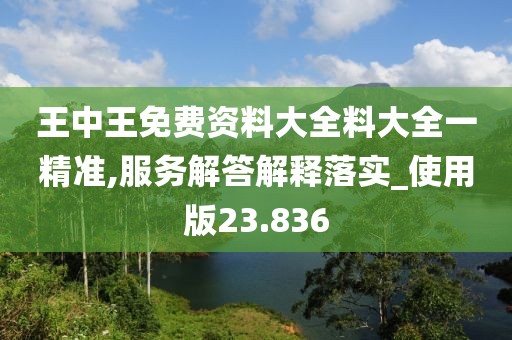 王中王免费资料大全料大全一精准,服务解答解释落实_使用版23.836