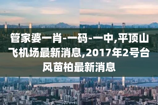 管家婆一肖-一码-一中,平顶山飞机场最新消息,2017年2号台风苗柏最新消息