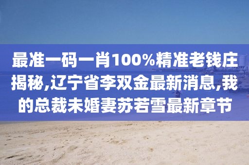 最准一码一肖100%精准老钱庄揭秘,辽宁省李双金最新消息,我的总裁未婚妻苏若雪最新章节