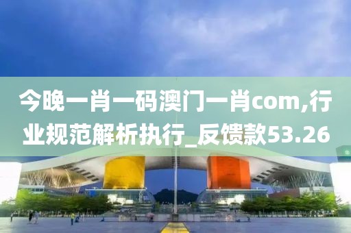今晚一肖一码澳门一肖com,行业规范解析执行_反馈款53.26