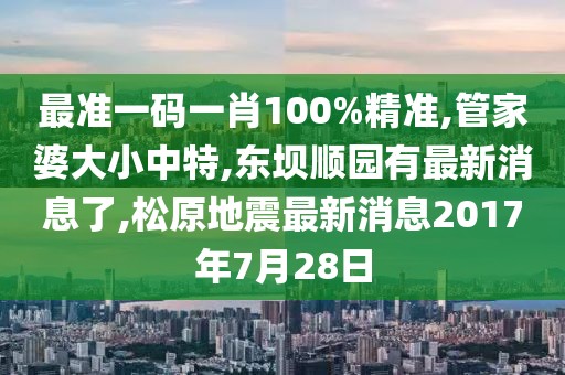 最准一码一肖100%精准,管家婆大小中特,东坝顺园有最新消息了,松原地震最新消息2017年7月28日
