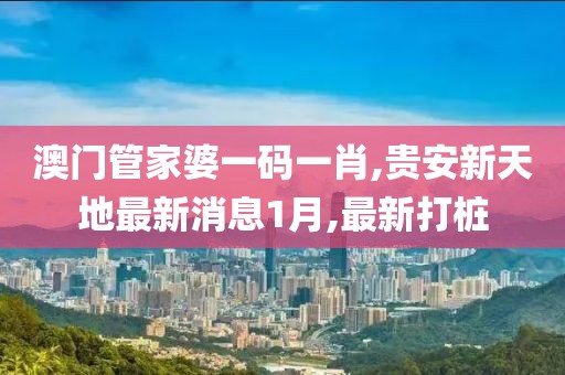 澳门管家婆一码一肖,贵安新天地最新消息1月,最新打桩