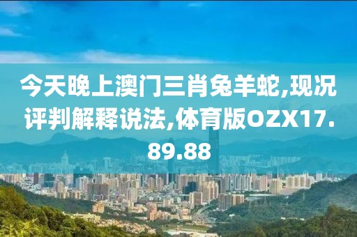 今天晚上澳门三肖兔羊蛇,现况评判解释说法,体育版OZX17.89.88