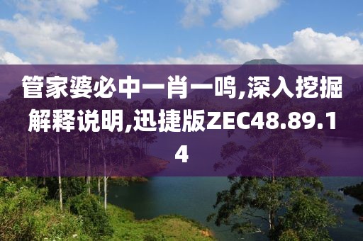 管家婆必中一肖一鸣,深入挖掘解释说明,迅捷版ZEC48.89.14