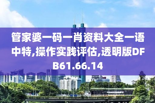 管家婆一码一肖资料大全一语中特,操作实践评估,透明版DFB61.66.14
