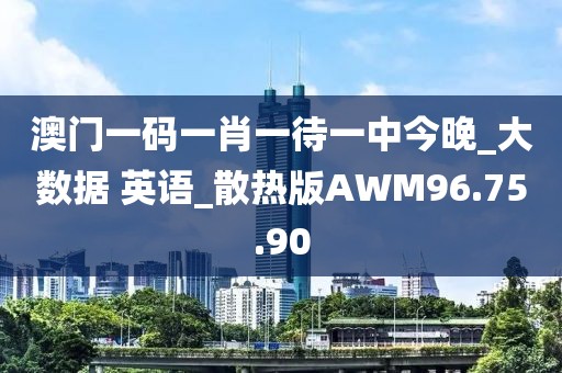 澳门一码一肖一待一中今晚_大数据 英语_散热版AWM96.75.90