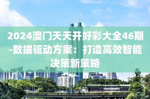 2024澳门天天开好彩大全46期-数据驱动方案：打造高效智能决策新策略