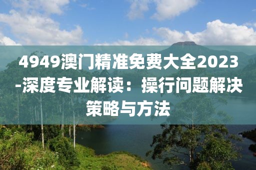 4949澳门精准免费大全2023-深度专业解读：操行问题解决策略与方法
