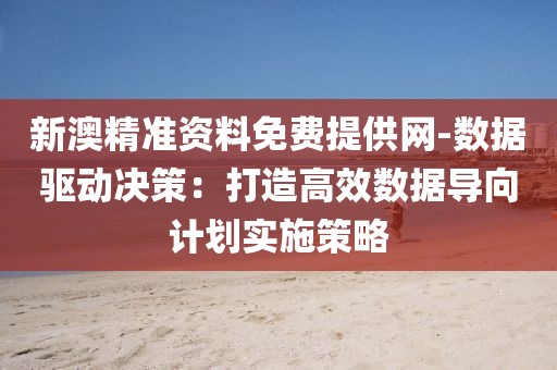 新澳精准资料免费提供网-数据驱动决策：打造高效数据导向计划实施策略