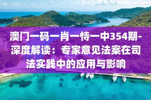 澳门一码一肖一恃一中354期-深度解读：专家意见法案在司法实践中的应用与影响