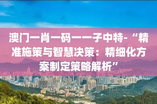 澳门一肖一码一一子中特-“精准施策与智慧决策：精细化方案制定策略解析”