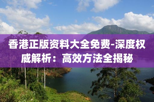 香港正版资料大全免费-深度权威解析：高效方法全揭秘