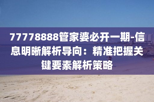 77778888管家婆必开一期-信息明晰解析导向：精准把握关键要素解析策略