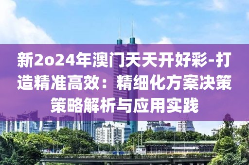 新2o24年澳门天天开好彩-打造精准高效：精细化方案决策策略解析与应用实践