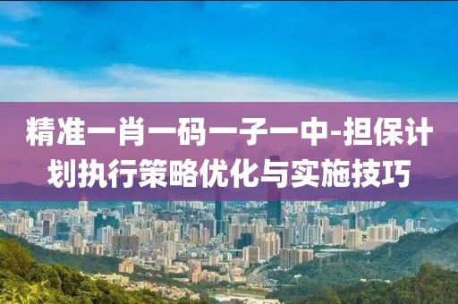 精准一肖一码一子一中-担保计划执行策略优化与实施技巧