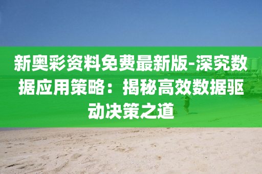 新奥彩资料免费最新版-深究数据应用策略：揭秘高效数据驱动决策之道