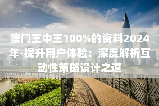 澳门王中王100%的资料2024年-提升用户体验：深度解析互动性策略设计之道