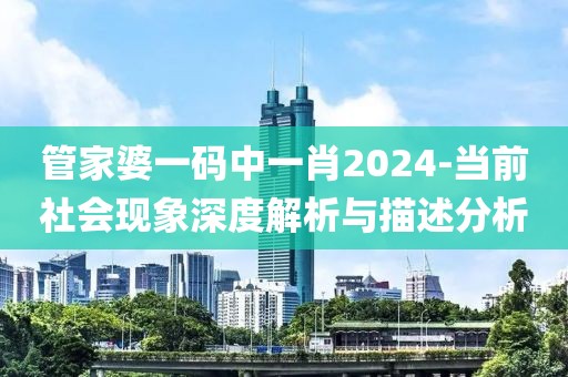 管家婆一码中一肖2024-当前社会现象深度解析与描述分析