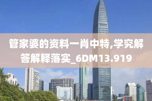 管家婆的资料一肖中特,学究解答解释落实_6DM13.919